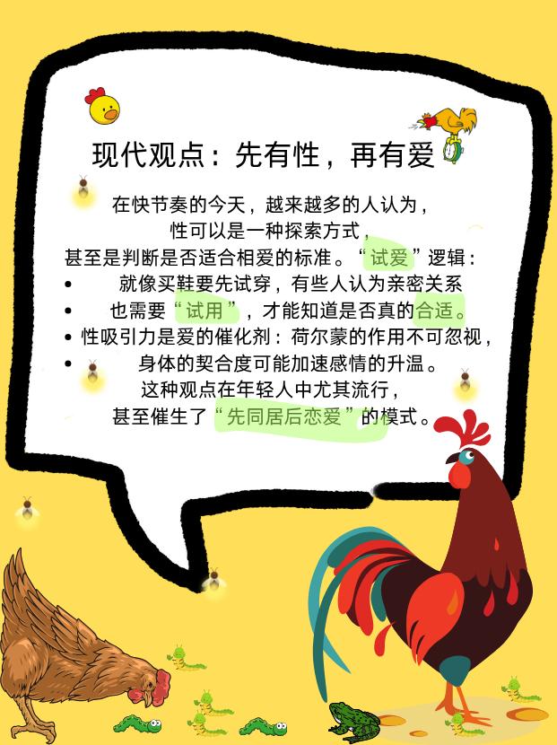 成年人的世界，从来都是先有性再有爱。
两个人在一起，是先有性还是先有爱？
这个问