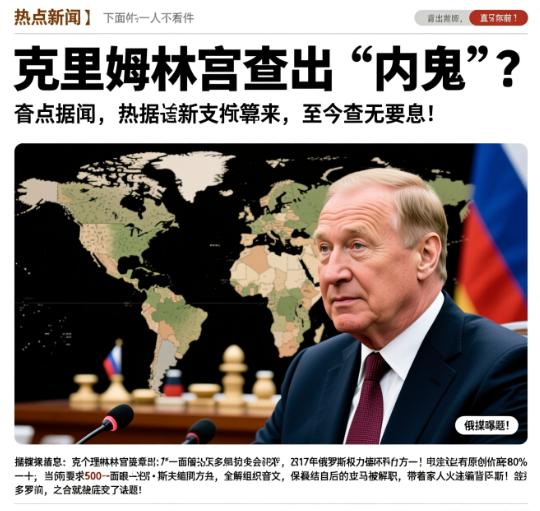俄媒曝光！
克里姆林宫查出“内鬼”？

克宫惊现