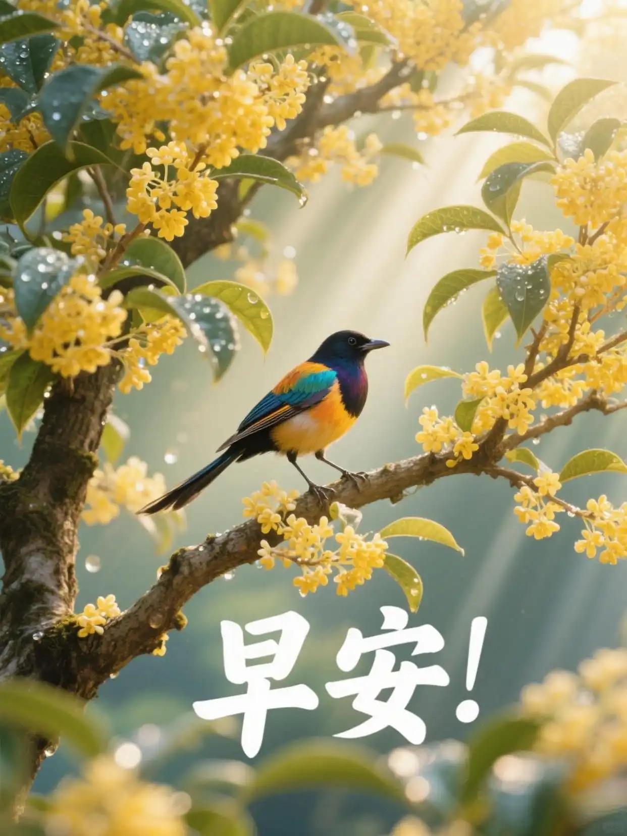 人间最珍贵的早安，

不是闹钟的催促，

是风知道你要醒，

花知道你想笑，
