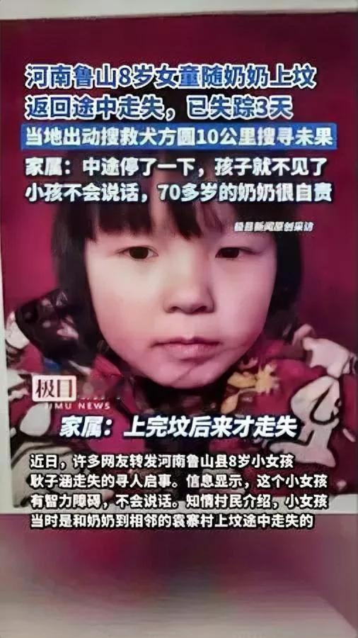 河南8岁女孩上坟后丢了——

搜救犬追着她的味儿回了家，

人却不在？

耿子涵