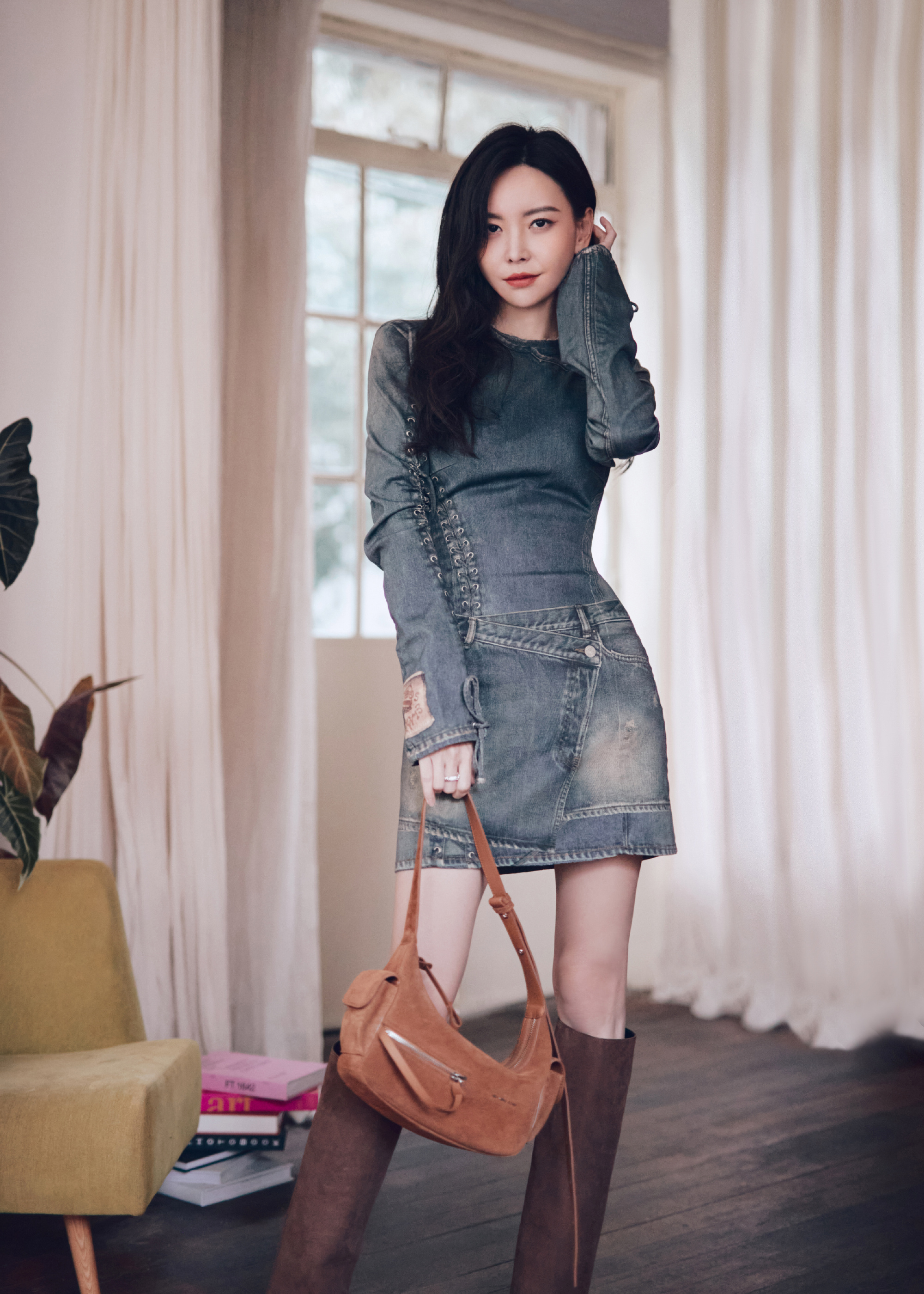 于文文“牛仔少女”：满目温柔，邂逅时尚与浪漫。于文文