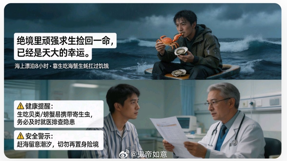 海南30岁小伙海上漂流一夜靠生蚝螃蟹活下来【绝境里顽强求生捡回一命，已经是天大的