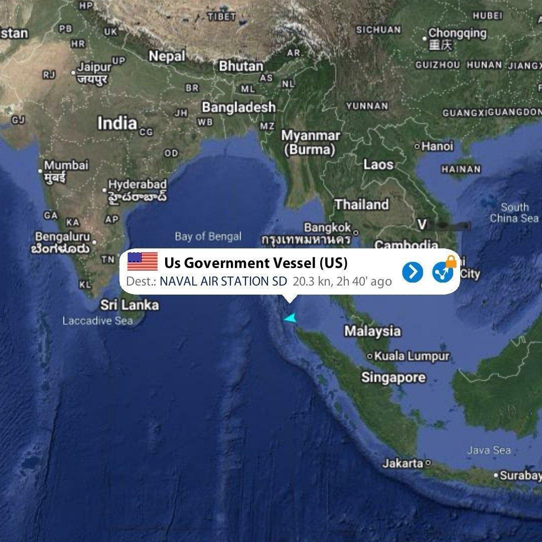 美军林肯号航母战斗群已经进入东印度洋海域，预计在大约三天后将进入中央司令部行动区