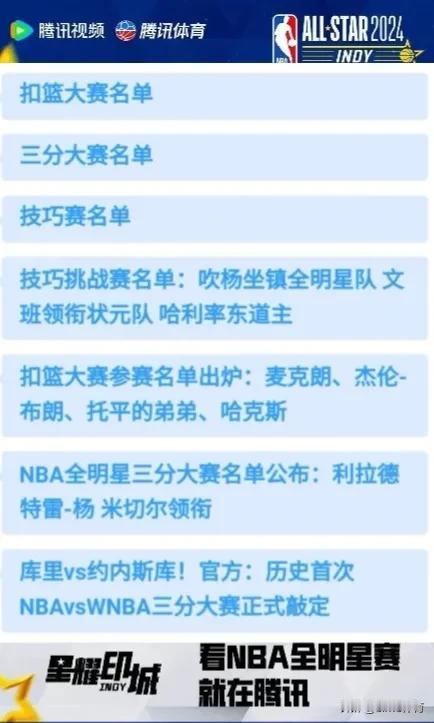 NBA饕餮盛宴就在今天
相约（2月18日）09：00
🏀技巧挑战赛名单：
吹杨