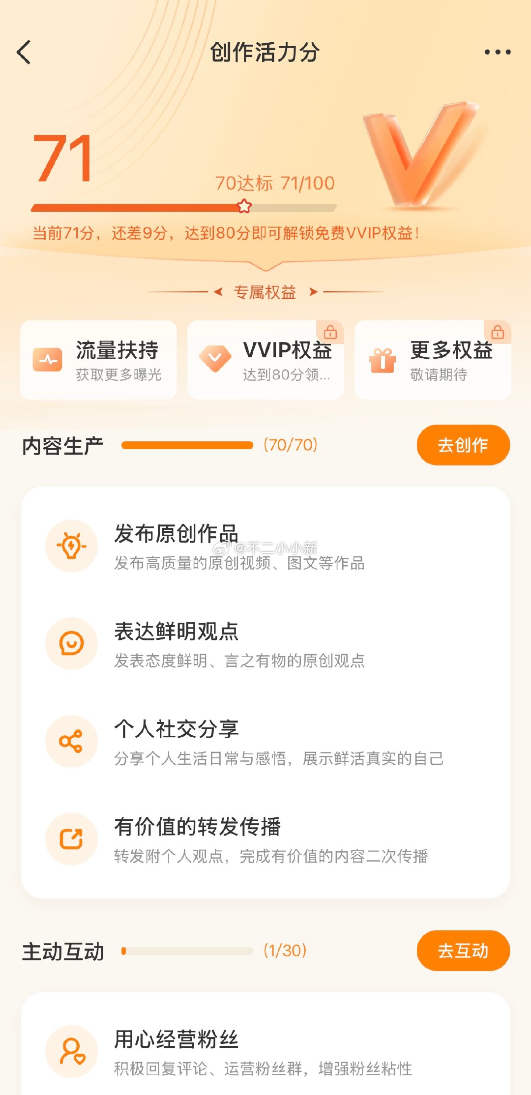 “创作活力分”怎么会如此稳定，连续好几周都是71分 