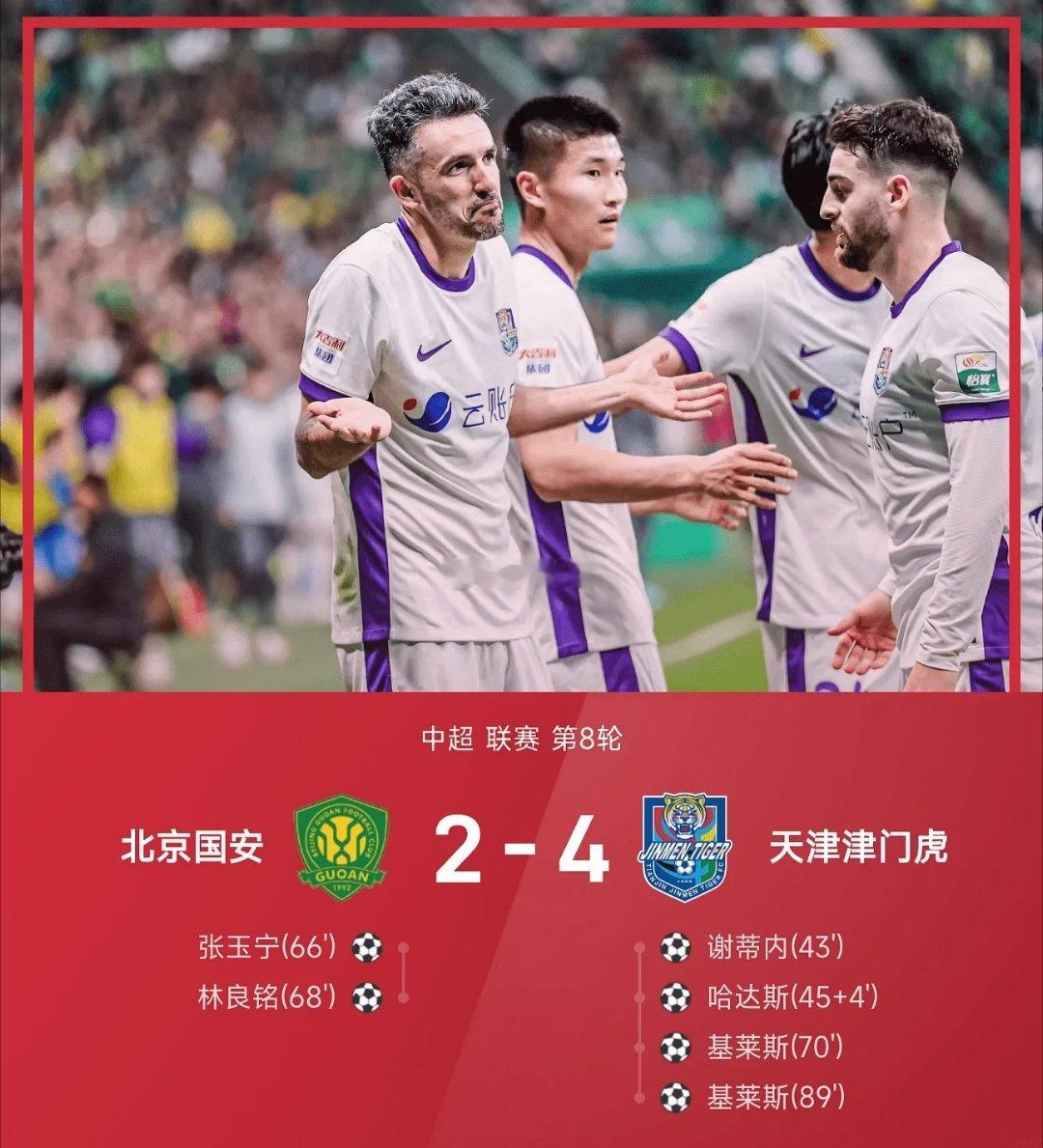 北京时间4月25日中国足球超级联赛 联赛 第8轮，北京国安主场对阵天津津门虎。上