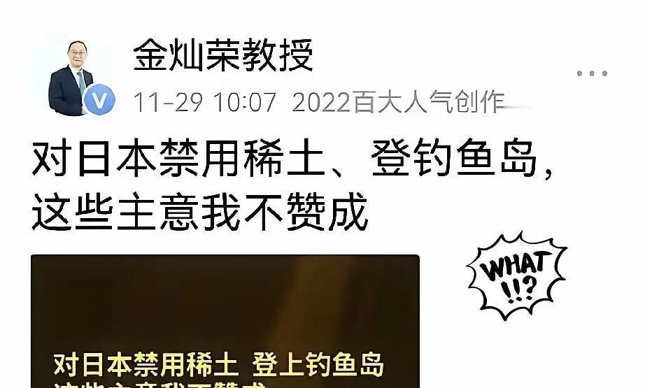 金灿荣教授：对日本禁用稀土、登钓鱼岛，这些主意我不赞成！

当初看到金灿荣教授说