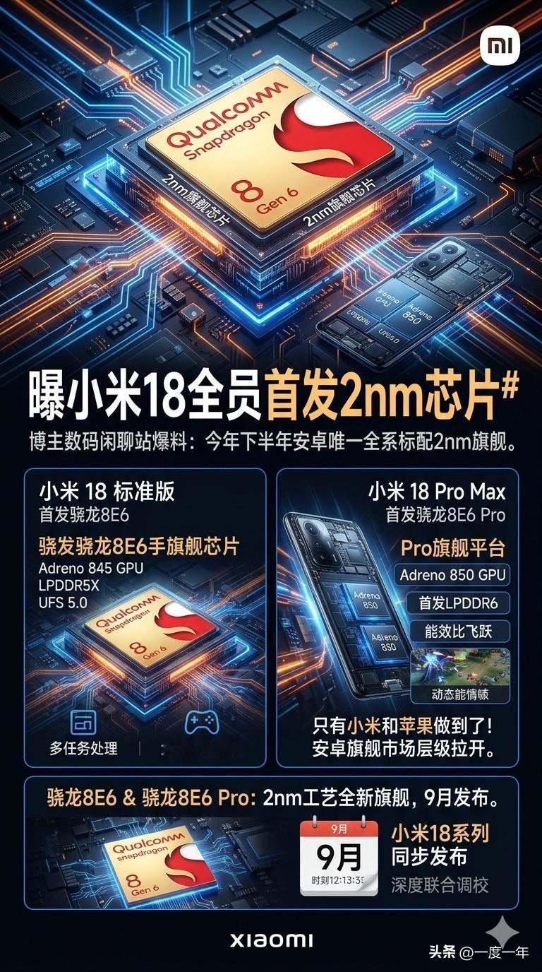 最近这条关于Xiaomi的小米18爆料挺猛的，说是要冲“全系2nm芯片”。

按