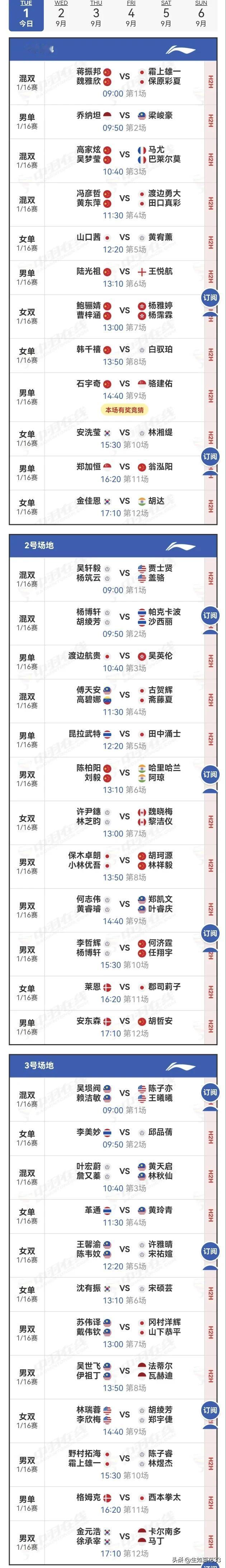 1日赛程2026年中国羽毛球大师赛 
   2026年中国大师赛即将打响，国羽主
