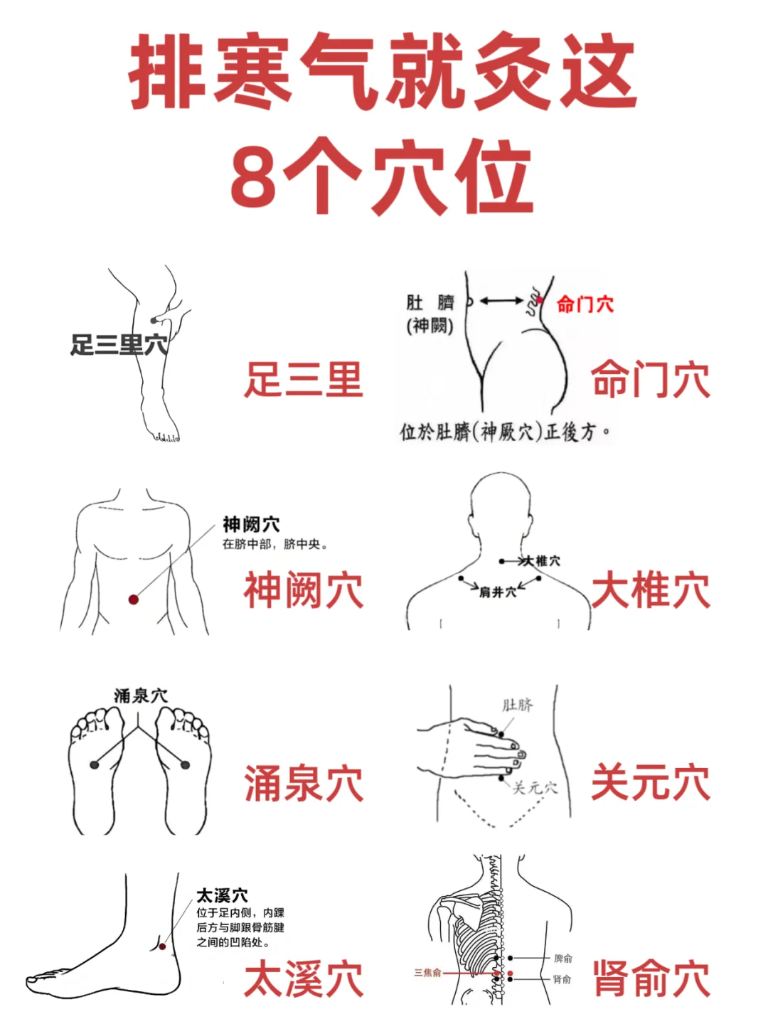 手脚冰凉星人必看！8个艾灸穴位暖全身