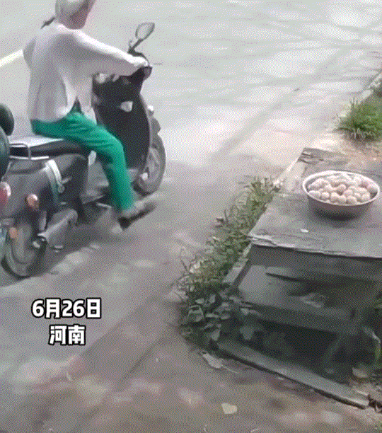 河南，一户人家晾晒在自己家门外的整盆大蒜不见了，主人家随后调出监控才发现，竟是一