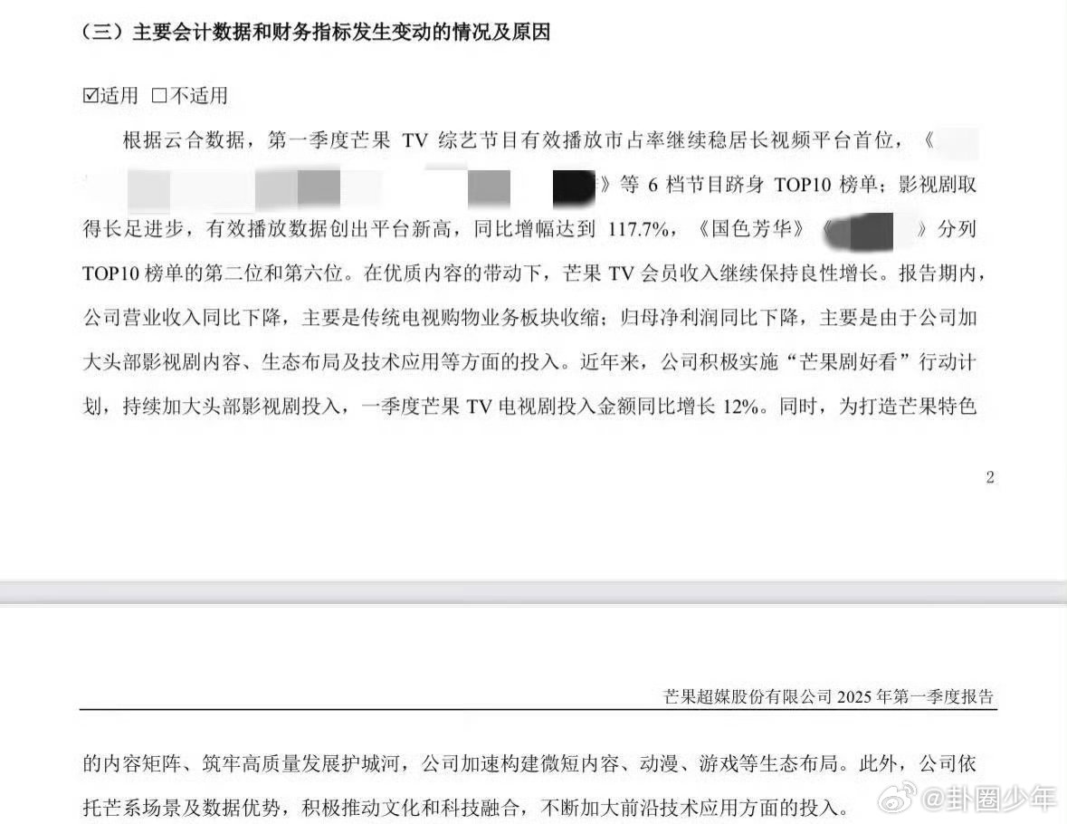 杨紫李现国色芳华登芒果和华策财报国色芳华登芒果和华策财报财报认证的顶流热度，《国