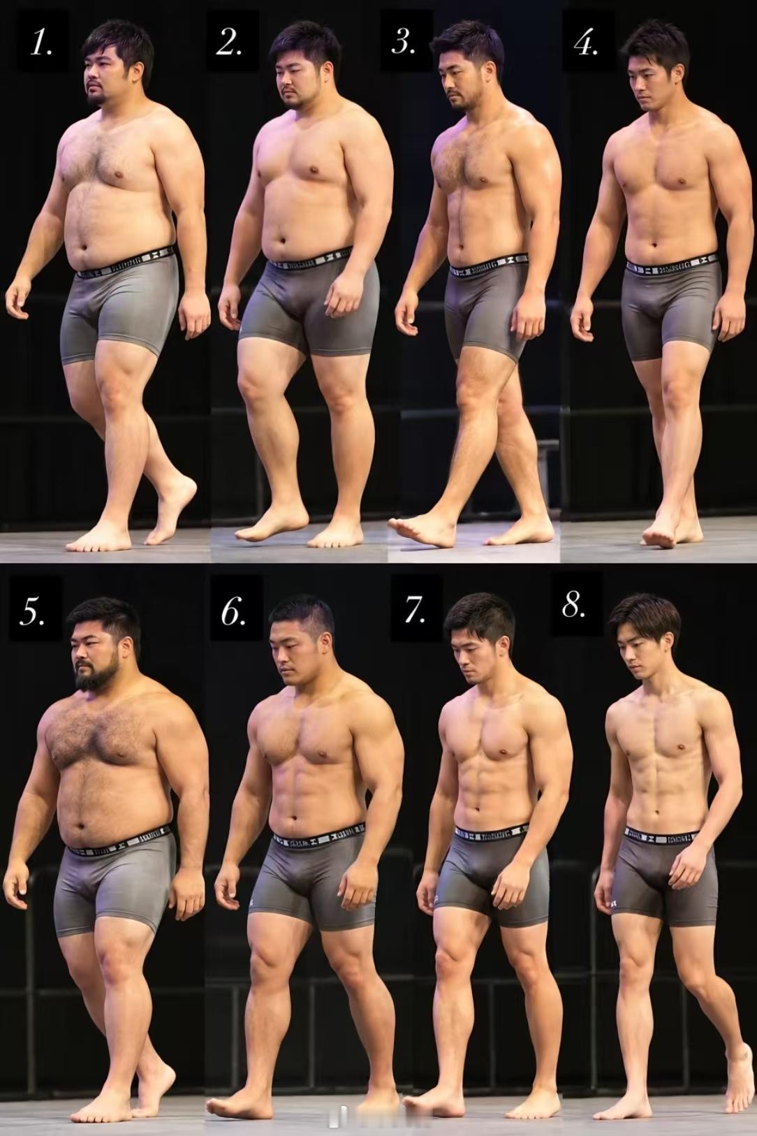 男性身材分布图，你们喜欢哪种呢？ ​​​