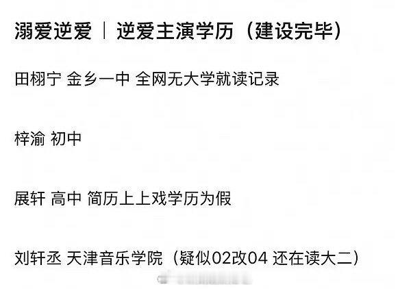 网友扒的6.0主演的学历，这是真的吗？[哆啦A梦害怕]还有，田栩宁到底穿的真货还