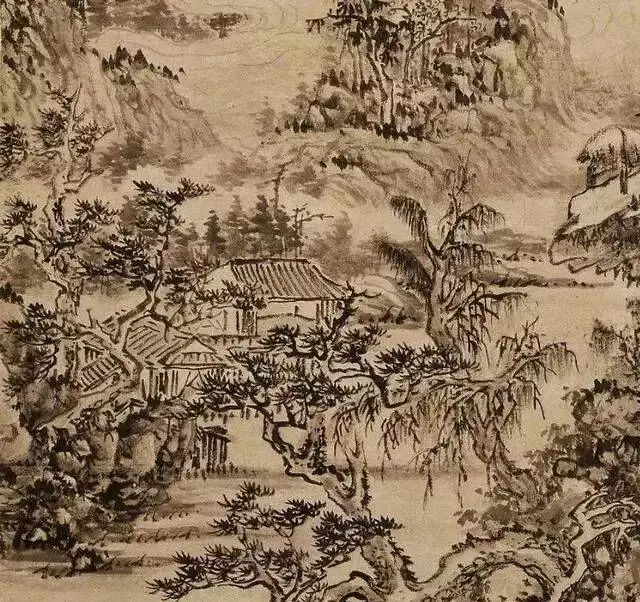 清 髡残《雨洗山根图》。作于康熙二年(1663)，时画家51岁。此图以爽快的笔法