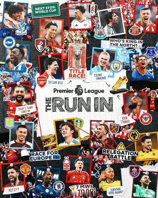 英超官方社媒：真格的要来了！冲刺阶段将于4月10日开启 🏁 英超联赛 阿森纳著