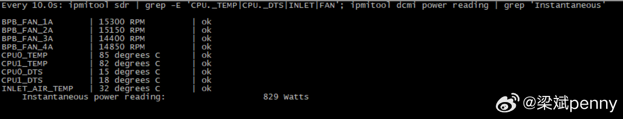 服务器温度太高了。。一条命令打下去 ipmitool sdr type Temp