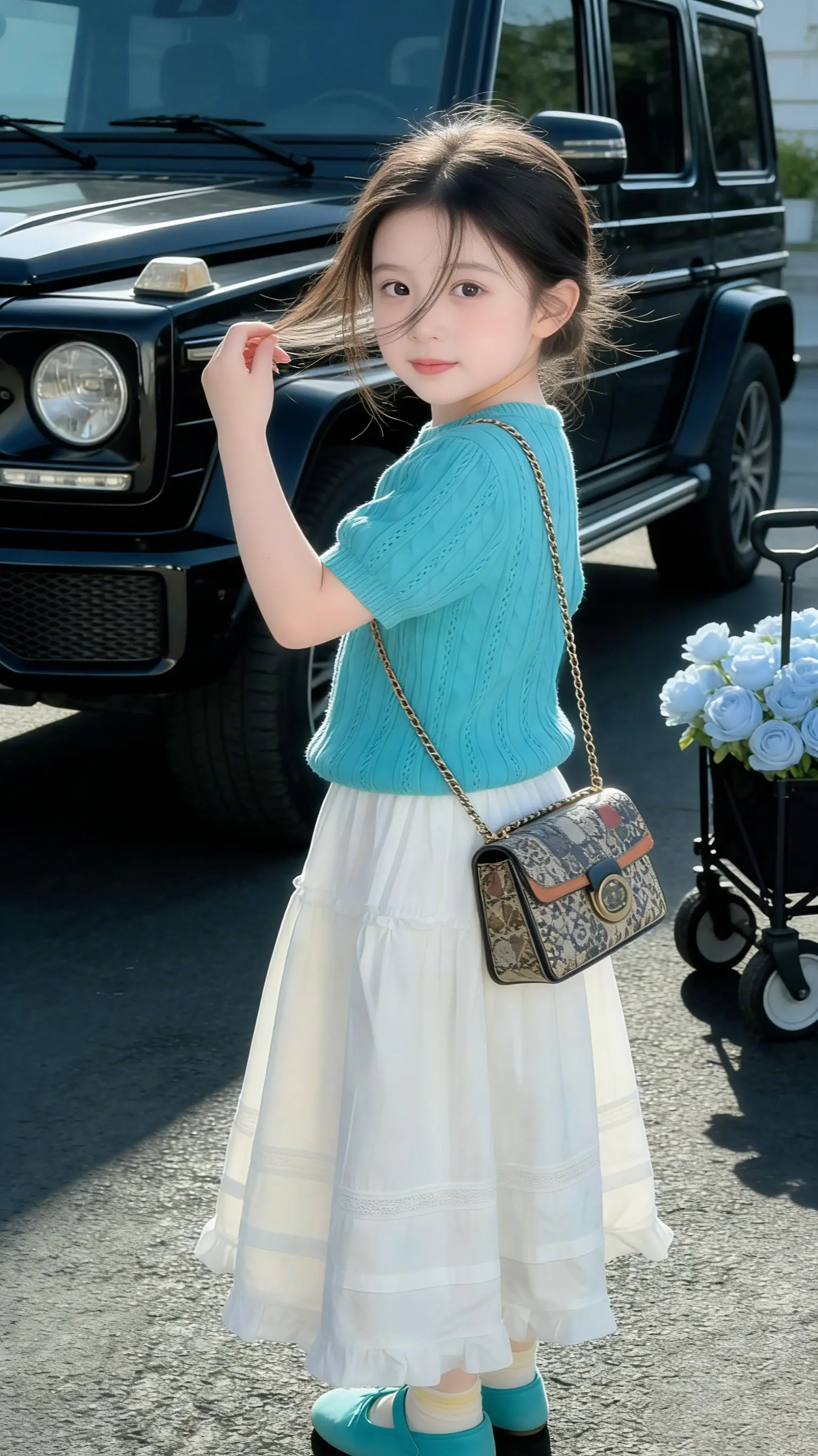 出门被问800遍的女童穿搭。奶蓝+米白，是春天里的小薄荷女孩呀🍃