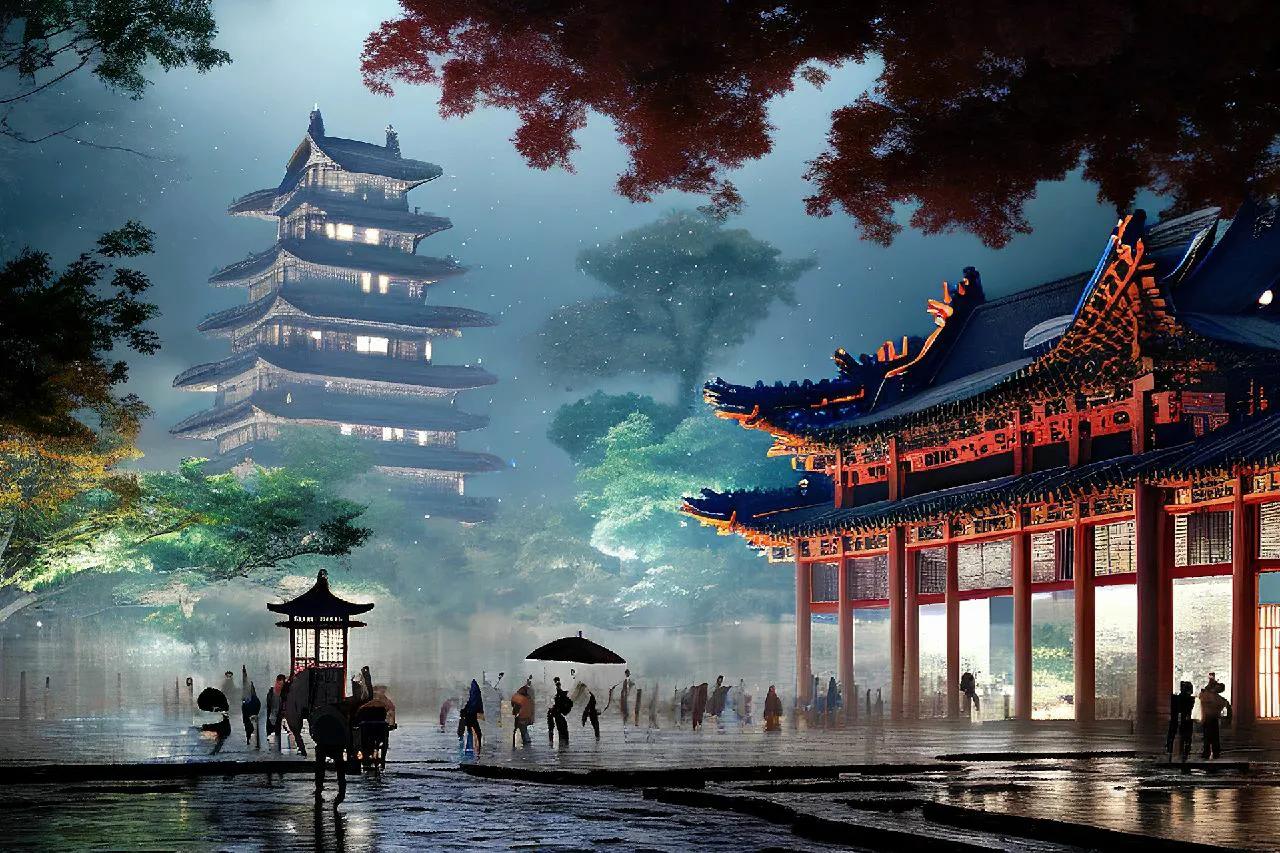 中式建筑概念场景