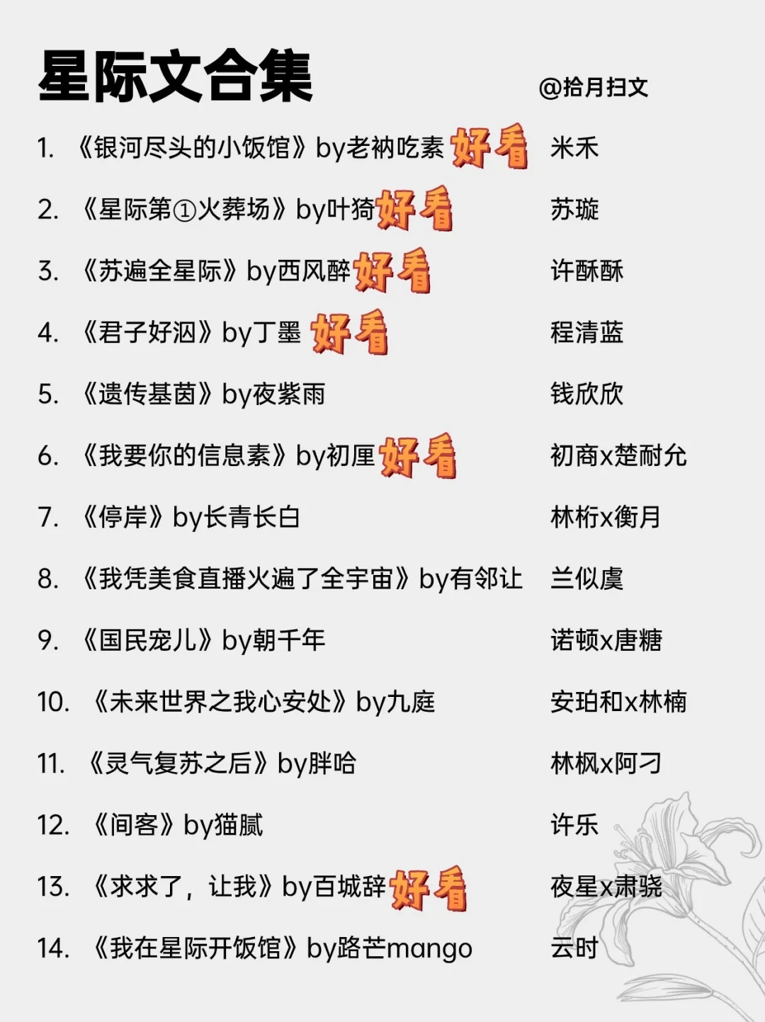 值得收藏的28本星际言情文！巨巨好看