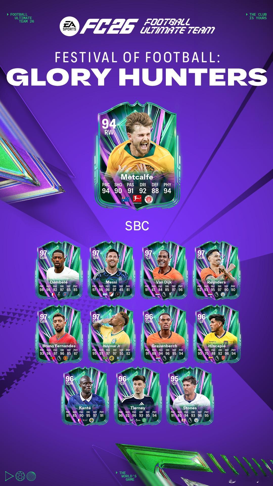 7月3日【新增 SBC】共3个：1. Metcalfe｜2 个挑战2.足球庆典大