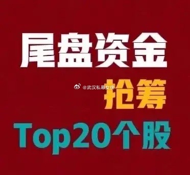 8月4日｜A股尾盘30分钟资金抢筹前20名：1. 中际旭创｜尾盘净流入49.24