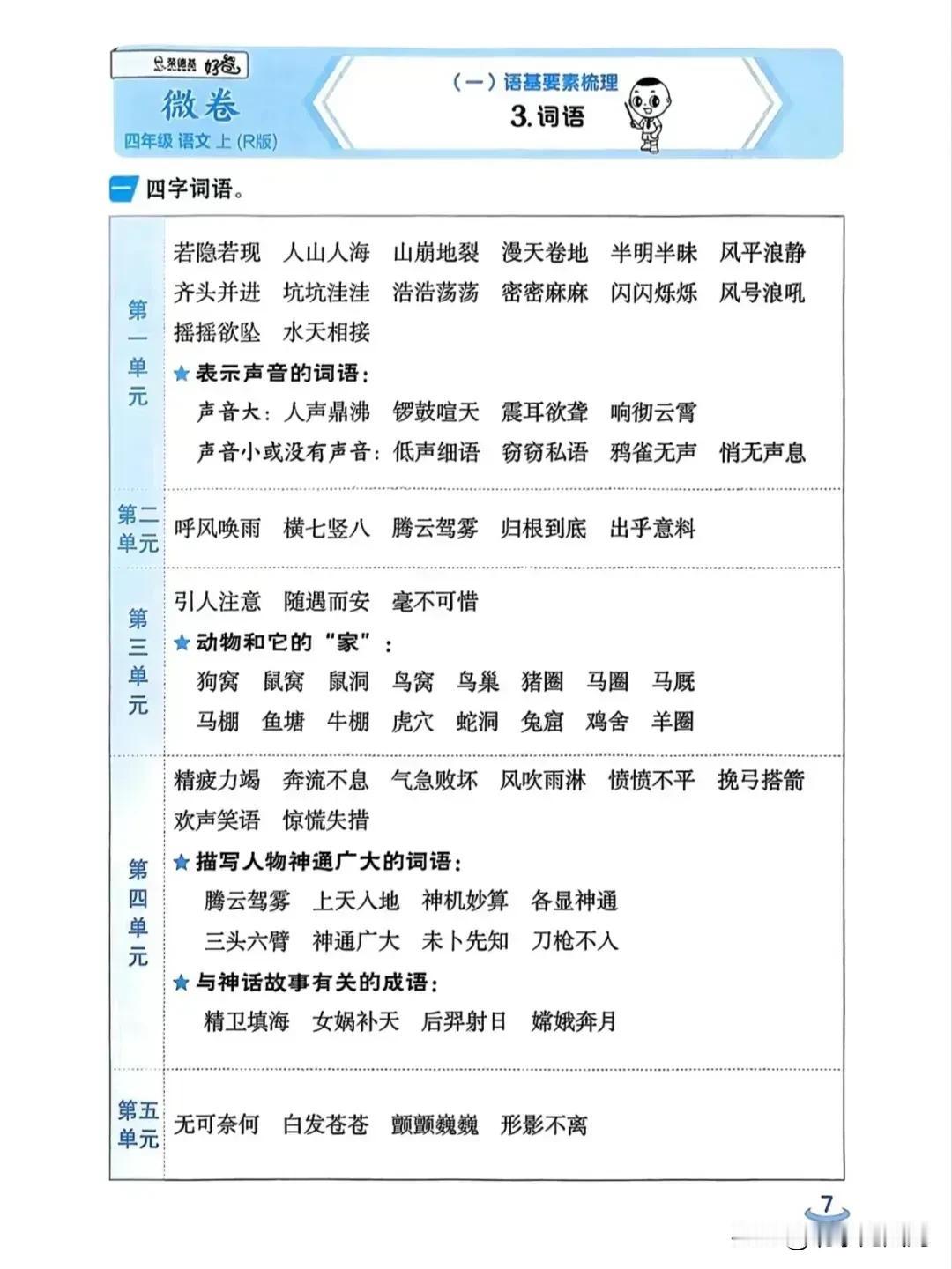 四年级语文上册，知识点归纳，期末复习用的上。