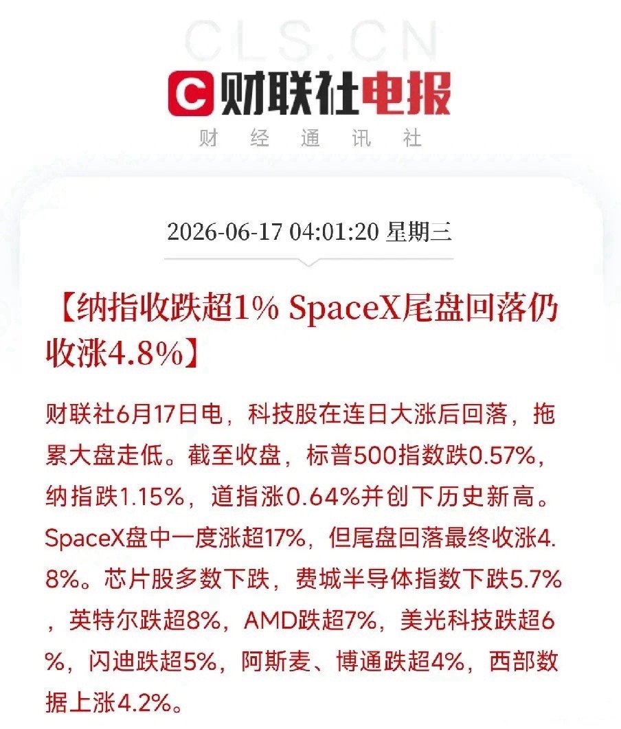 盘前利空消息来了！利空消息如下：利空消息1：美股科技股集体回调，纳指调整超1%，