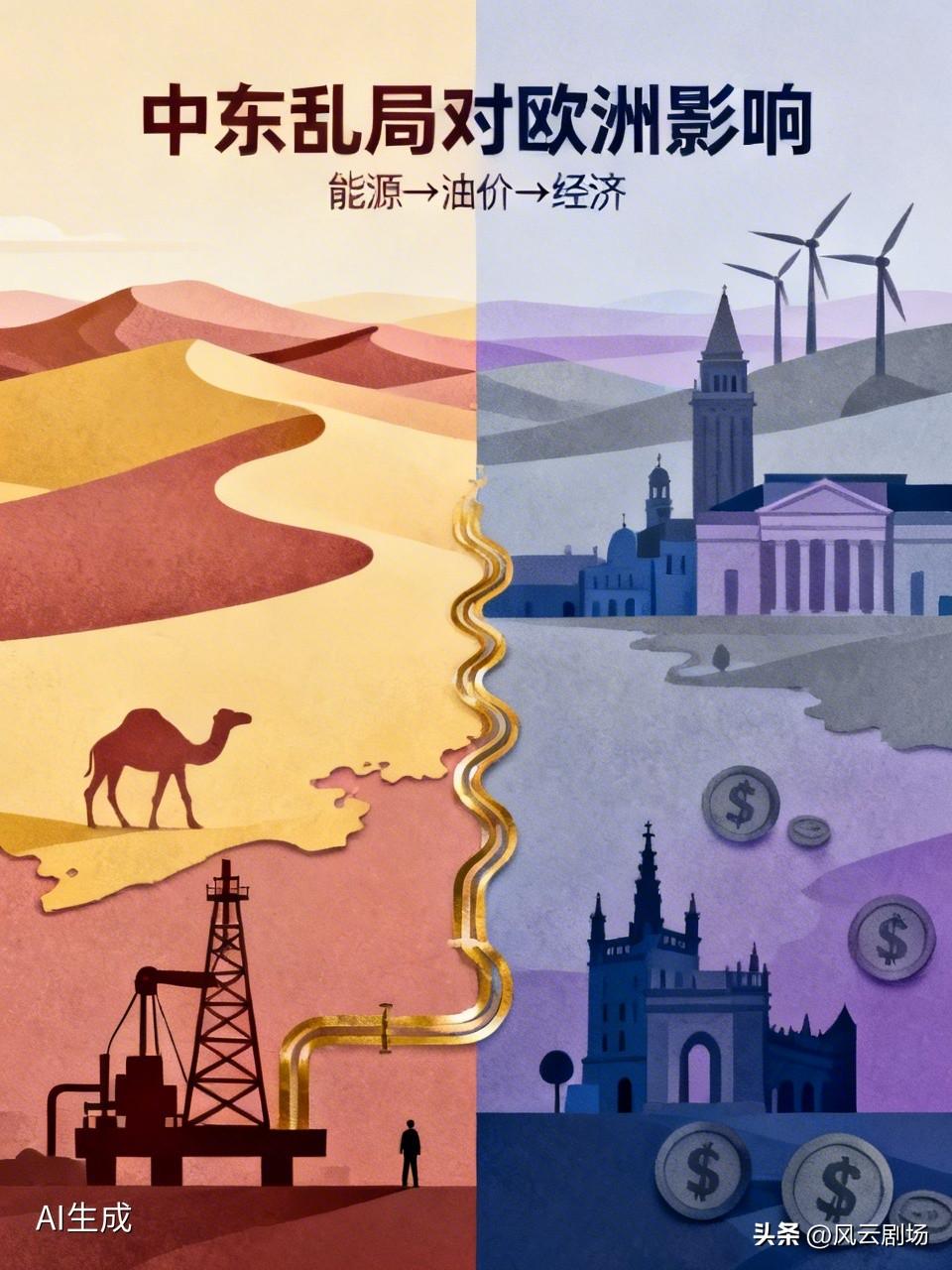 中东乱局对欧洲的影响也是巨大的，欧洲的能源、石油资源很大部分来源于中东，中东乱局