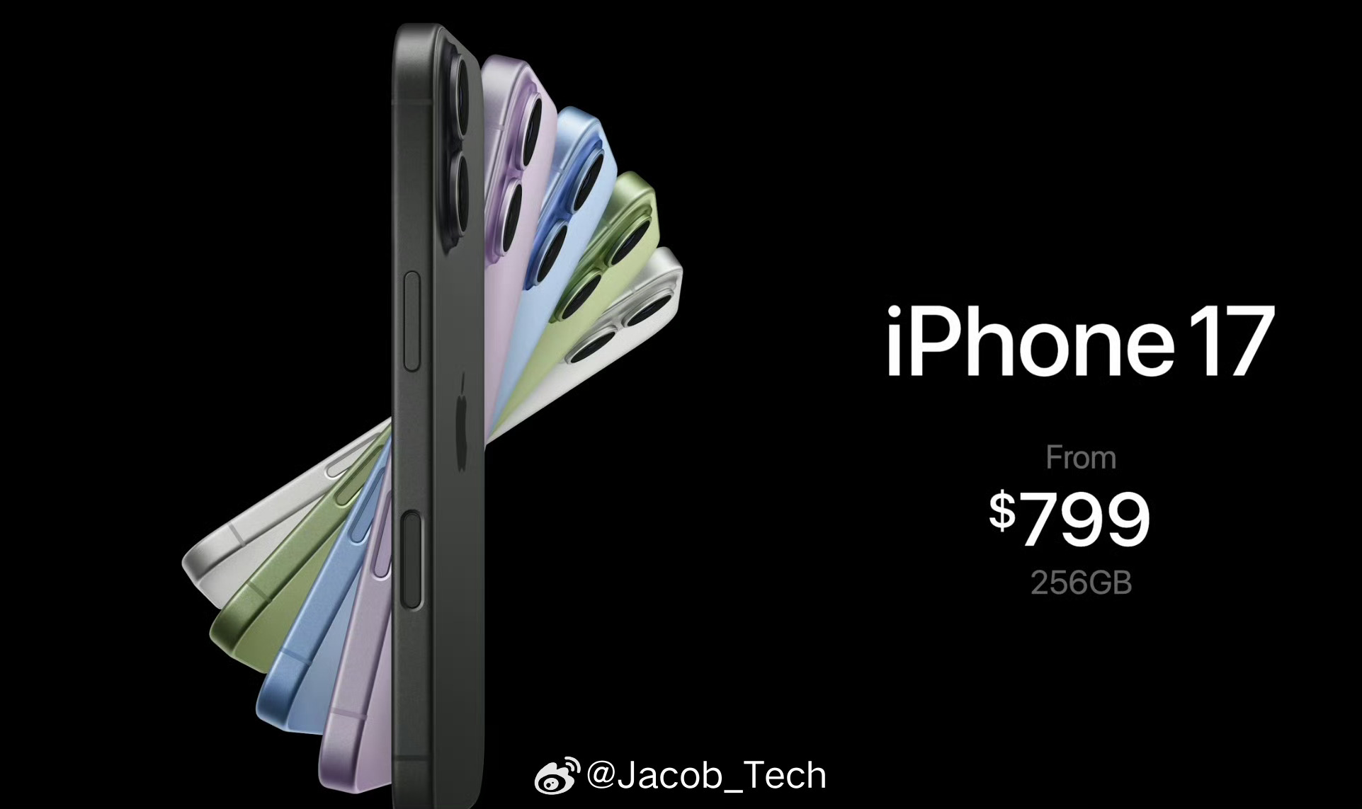 这次iPhone17 全系列都是256GB的内存起步哈iPhone17 799刀