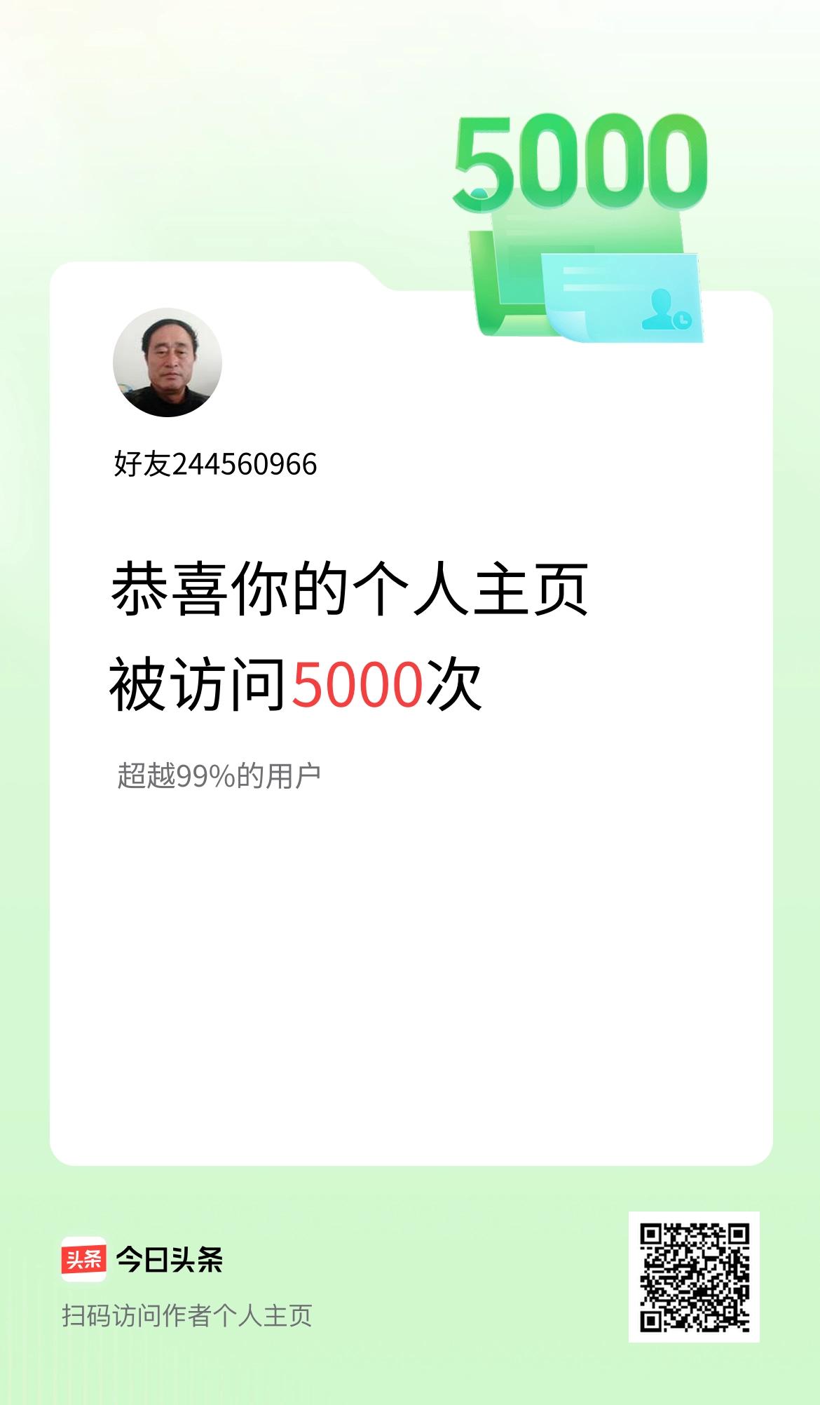 我的头条个人主页被访问5000次啦！