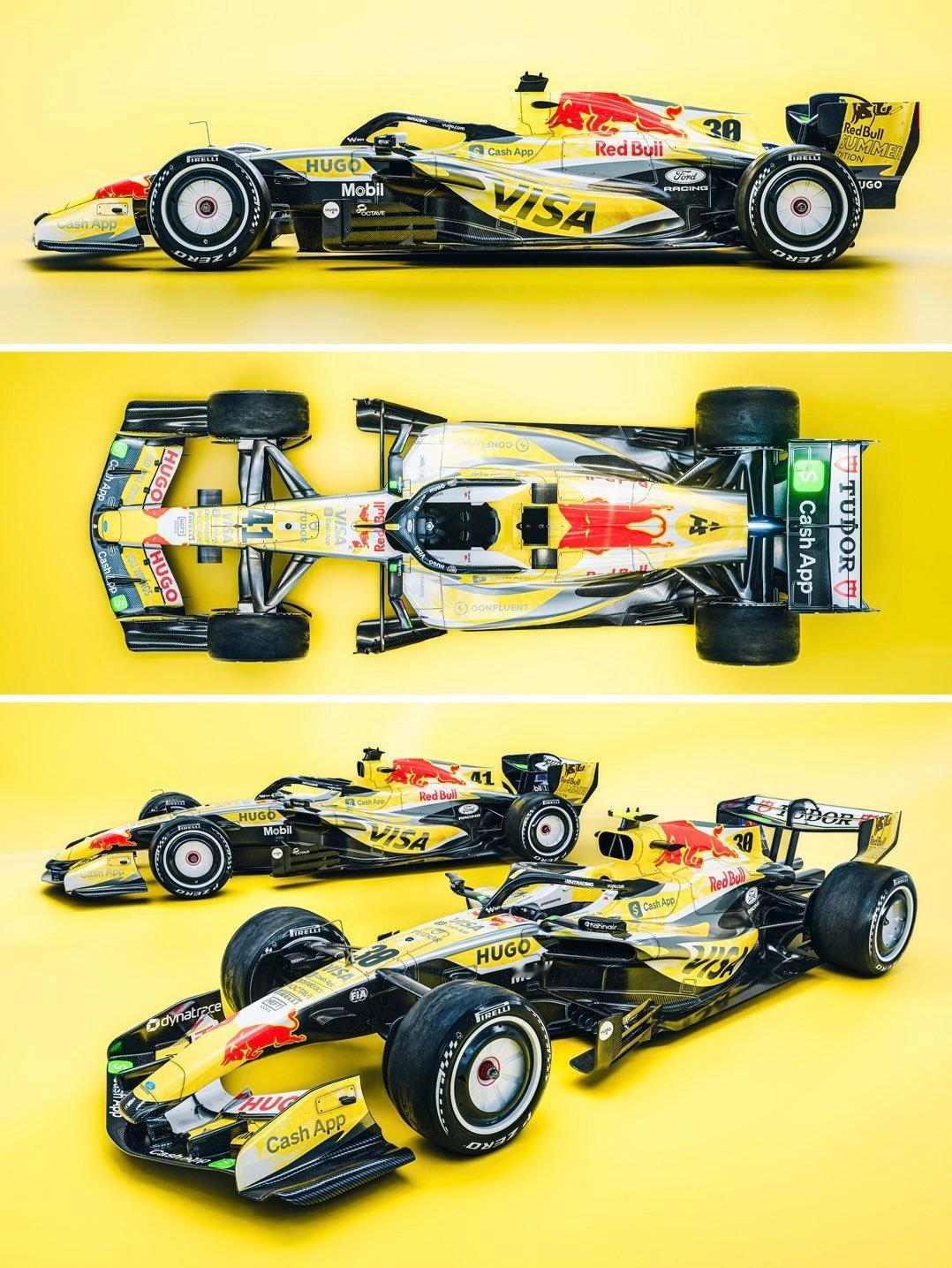 小红牛车队发布本周F1迈阿密🇺🇸大奖赛特别版赛车涂装👀…真变黄色了💛F1