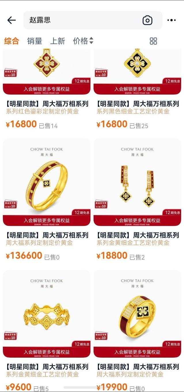 tg：周大福连夜把🥩同款改成明星同款，甚至为她定制款销量84 