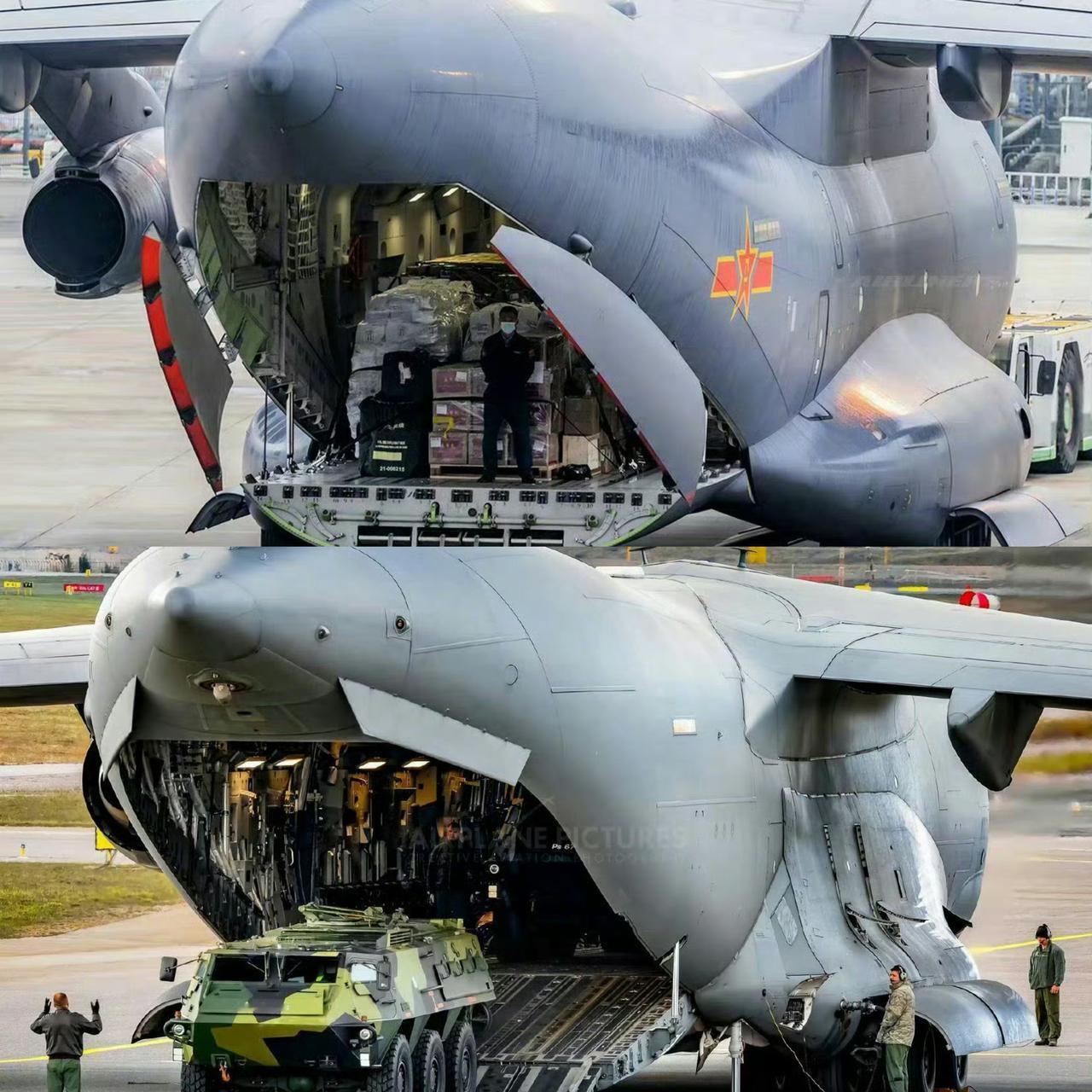 运-20与C-17的机尾开门设计差异显著，核心源于动力适配与气动优化的不同考量。