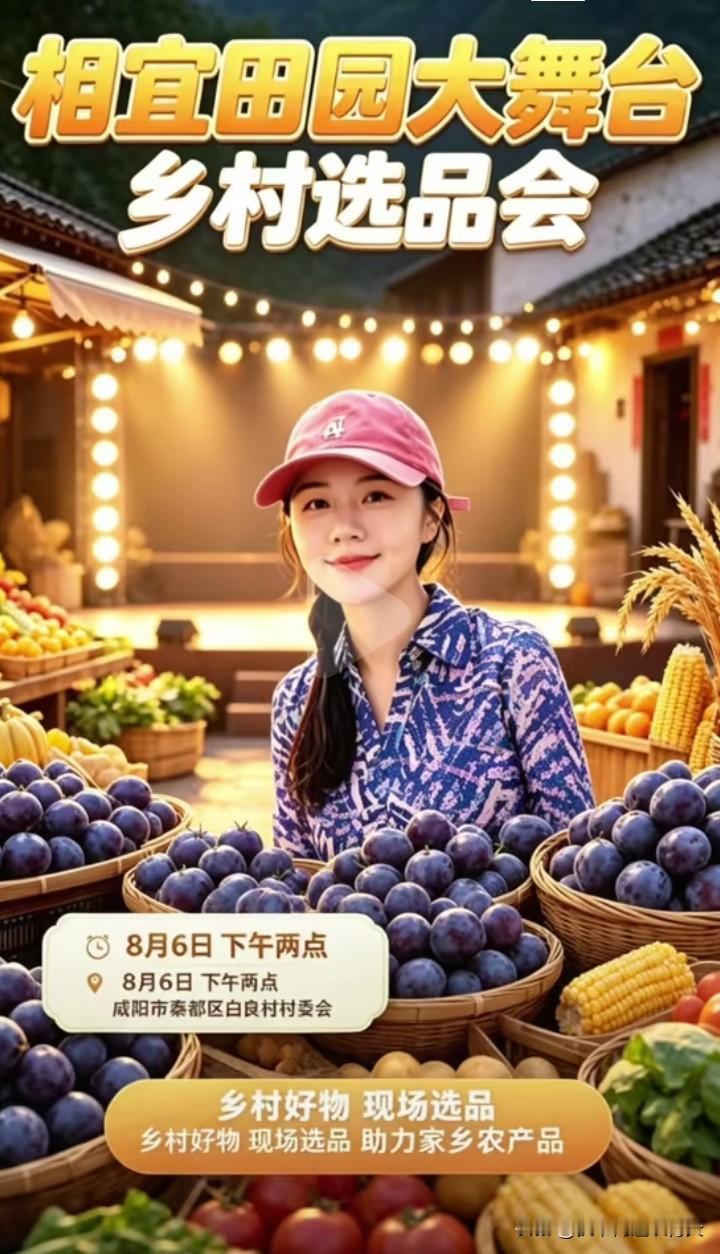 8月6日，女博士相宜将在白良村村委会广场举行第二次农副产品选品会。
相宜深耕农业