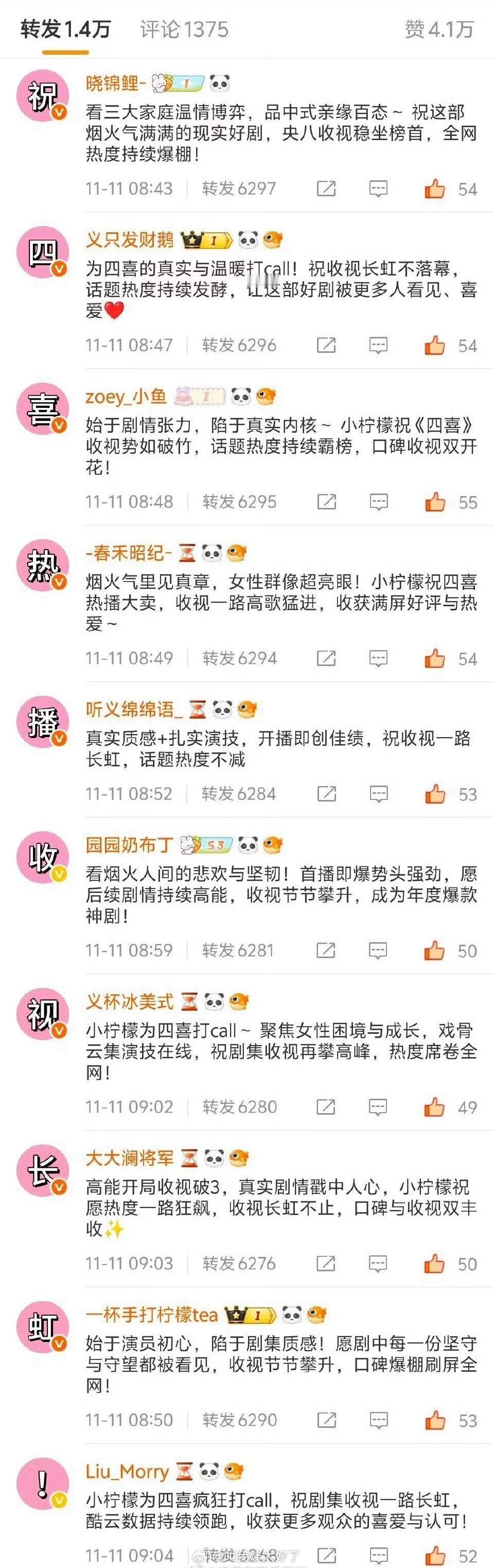 孟子义粉丝怎么忽然排字祝《四喜》收视长虹了？ ​​​