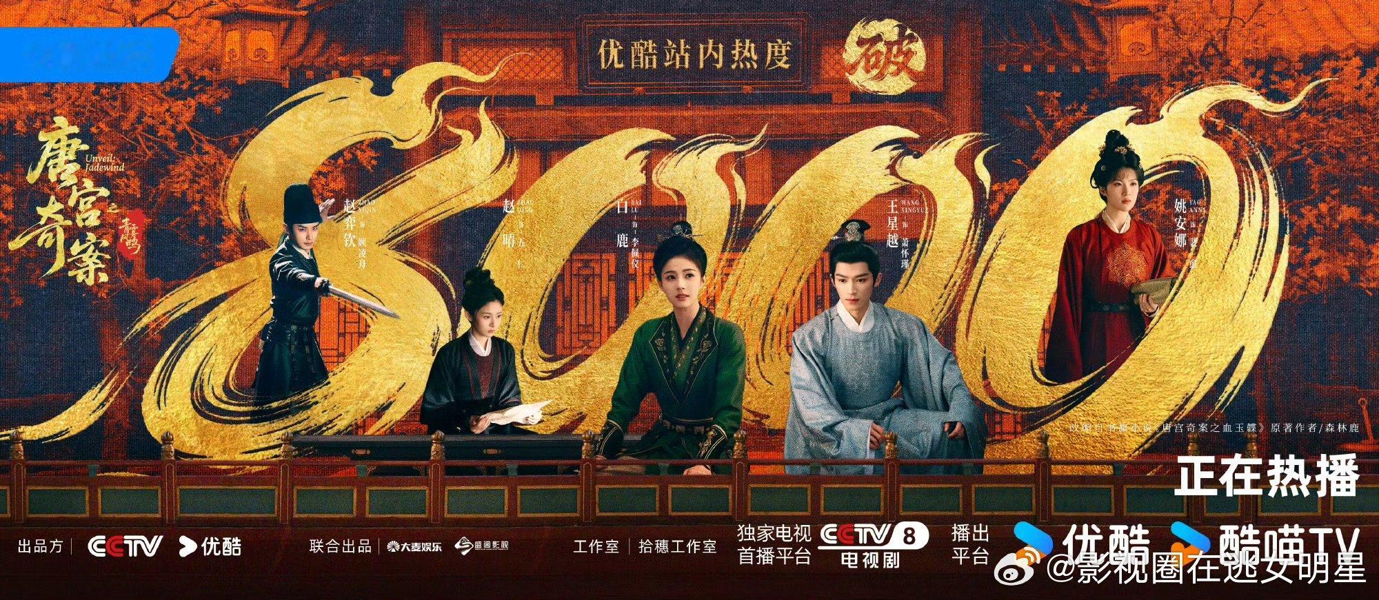 唐宫奇案热度破8000唐宫奇案优酷热度破8000白鹿王星越唐宫奇案热度破8000