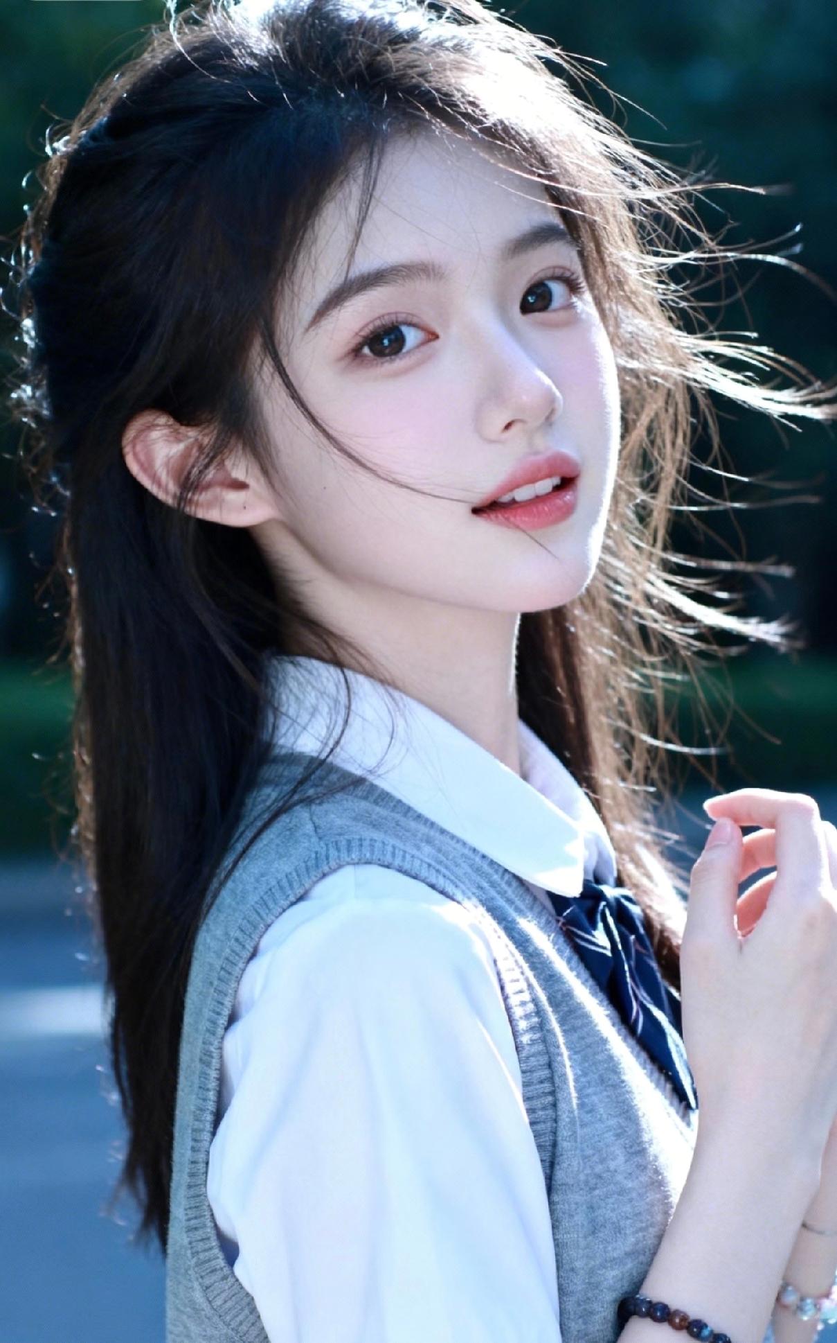 光之影
风拂青丝动，笑靥如花绽。