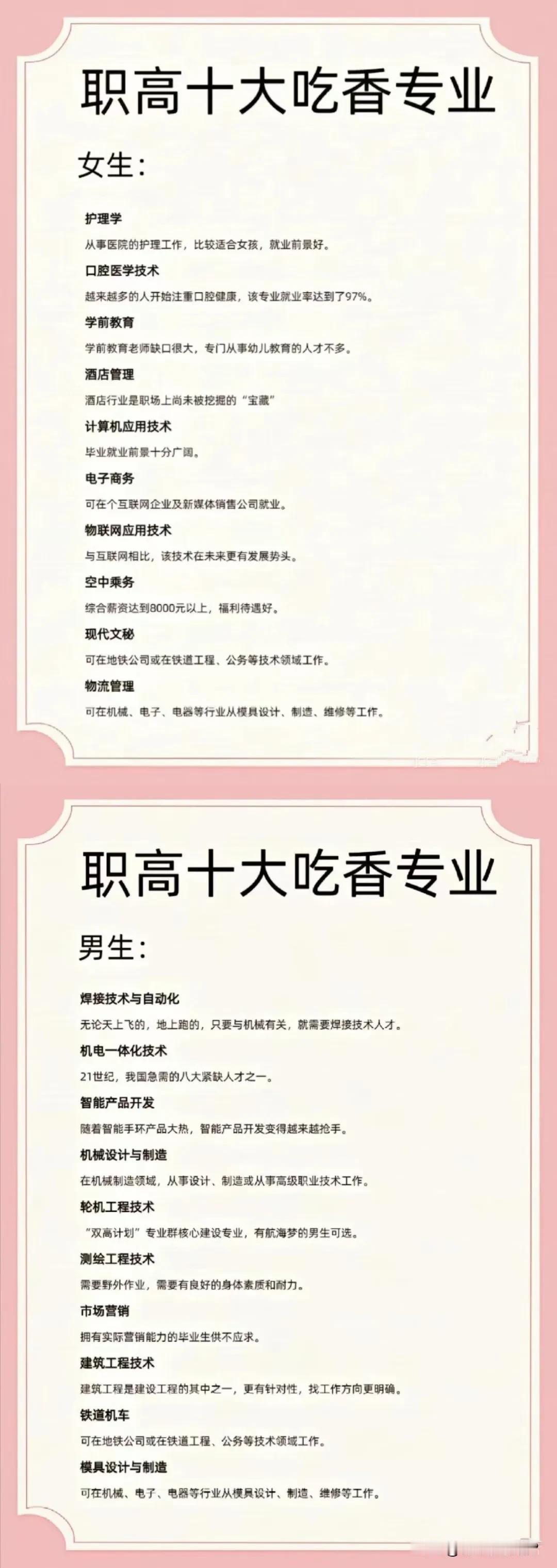 读职高不代表前途渺茫，很多专业的发展前景还是很不错的！

今天小编为大家盘点了适