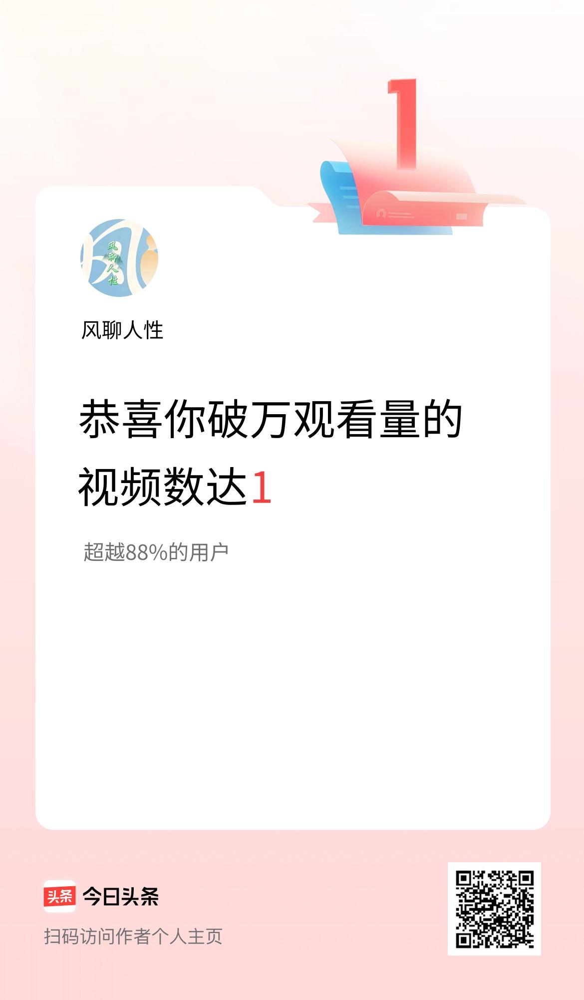 我在头条有1条视频播放量破万了！