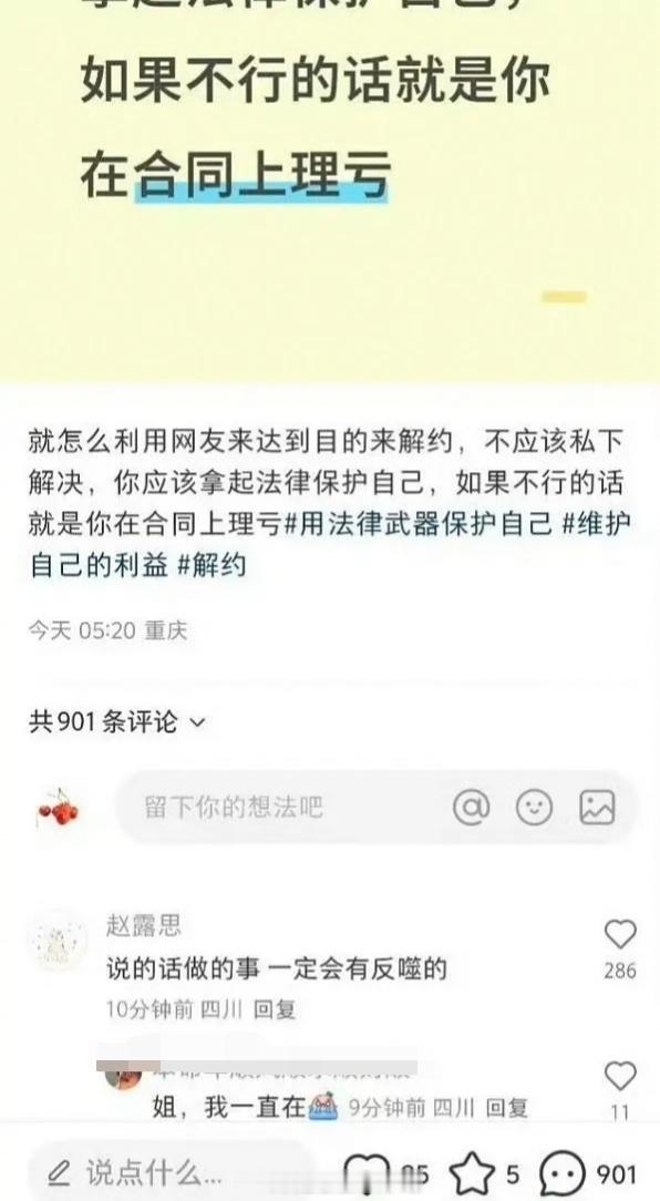 赵露思删除了“一定会有反噬”的评论，被她回复的网友表示很委屈，说只是发表自己的看