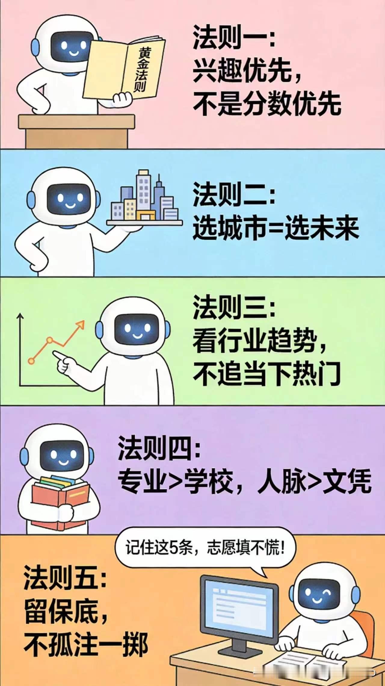 🎓 高考志愿怎么填？这 5 条黄金法则请收好！

1️⃣ 兴趣优先：别为了分数