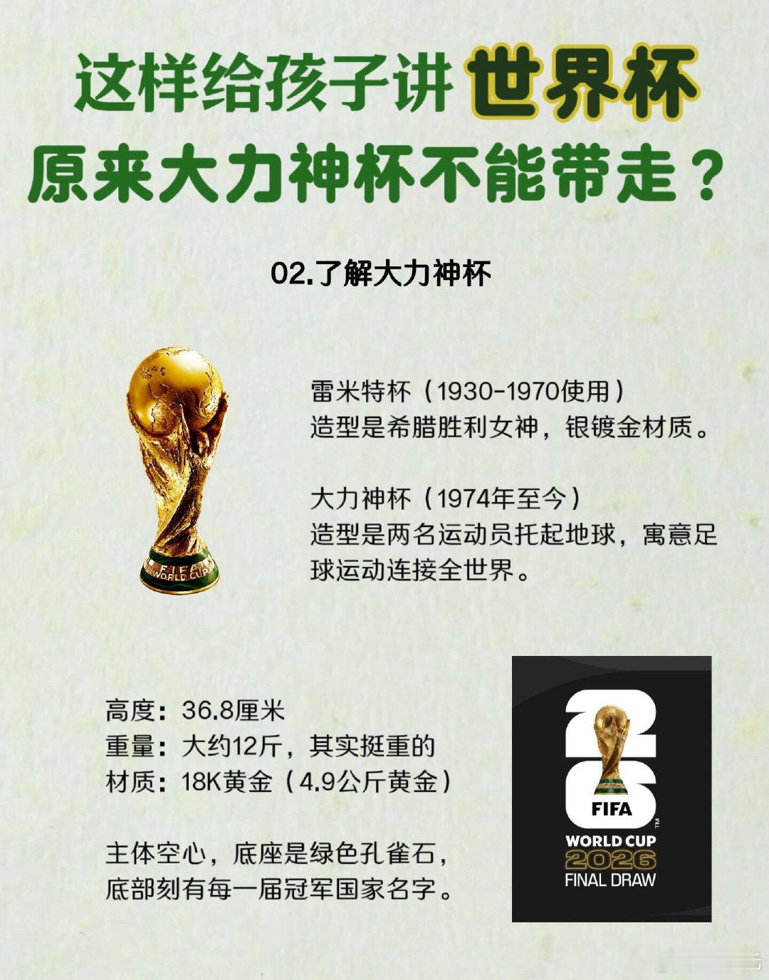 才知道大力神杯是循环使用的，世界杯已经进入淘汰赛，距离大力神杯出场还有不到10天