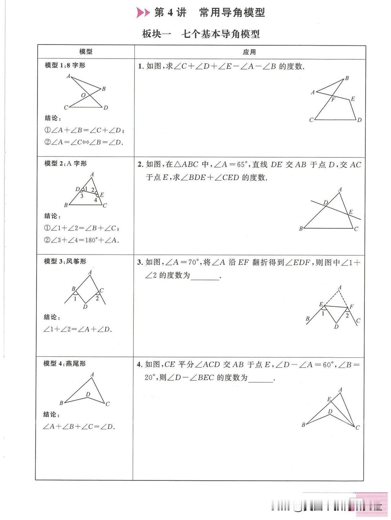 【中考数学培优：常用导角模型】
板块一：七个基本导角模型
板块二：五大双角平分线