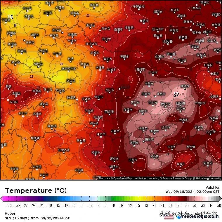 18号下午2点的武汉[捂脸][捂脸][捂脸]，优秀，还有江西北部，也将出现35℃