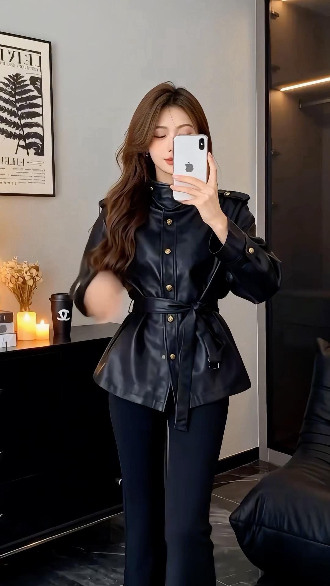 御姐风穿搭 气场全开 时髦穿搭 皮衣搭配 女神范