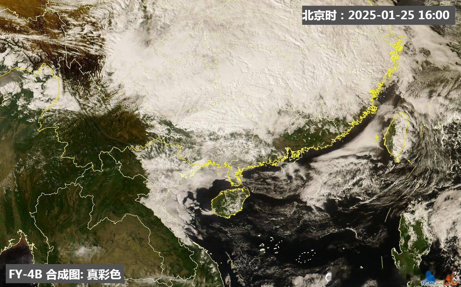 【云图看天气】今天16时对比昨天16时云图，可见寒潮冷锋呈现扇面展开，部分翻过乌