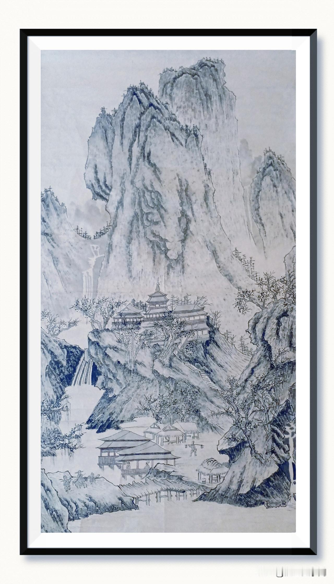 完成临摹李成《晴峦萧寺图》的绘制。细节满满啊！通过绘制，掌握了枯枝败叶的绘制方法