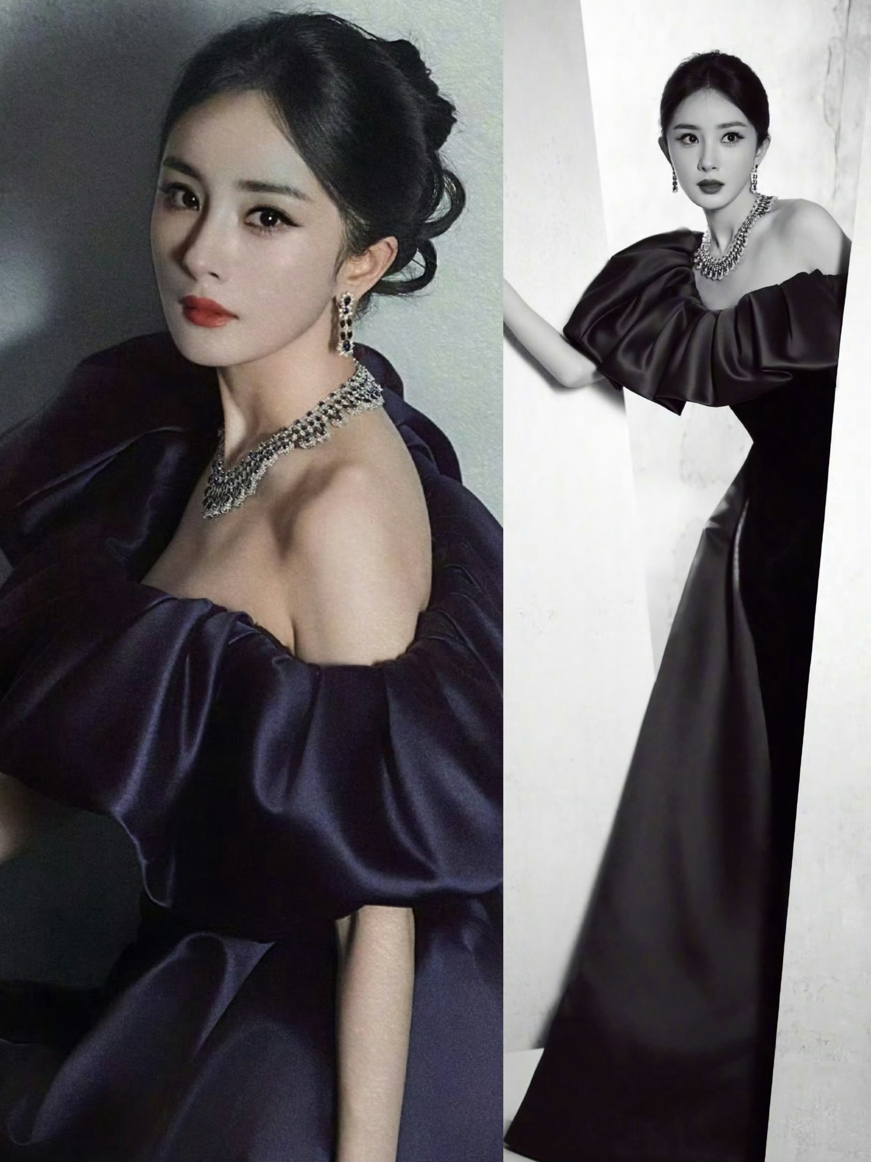 杨幂女王来了杨幂微博之夜出图喽，高定➕高珠上身气场全开✨红人配紫👗，红得发紫就