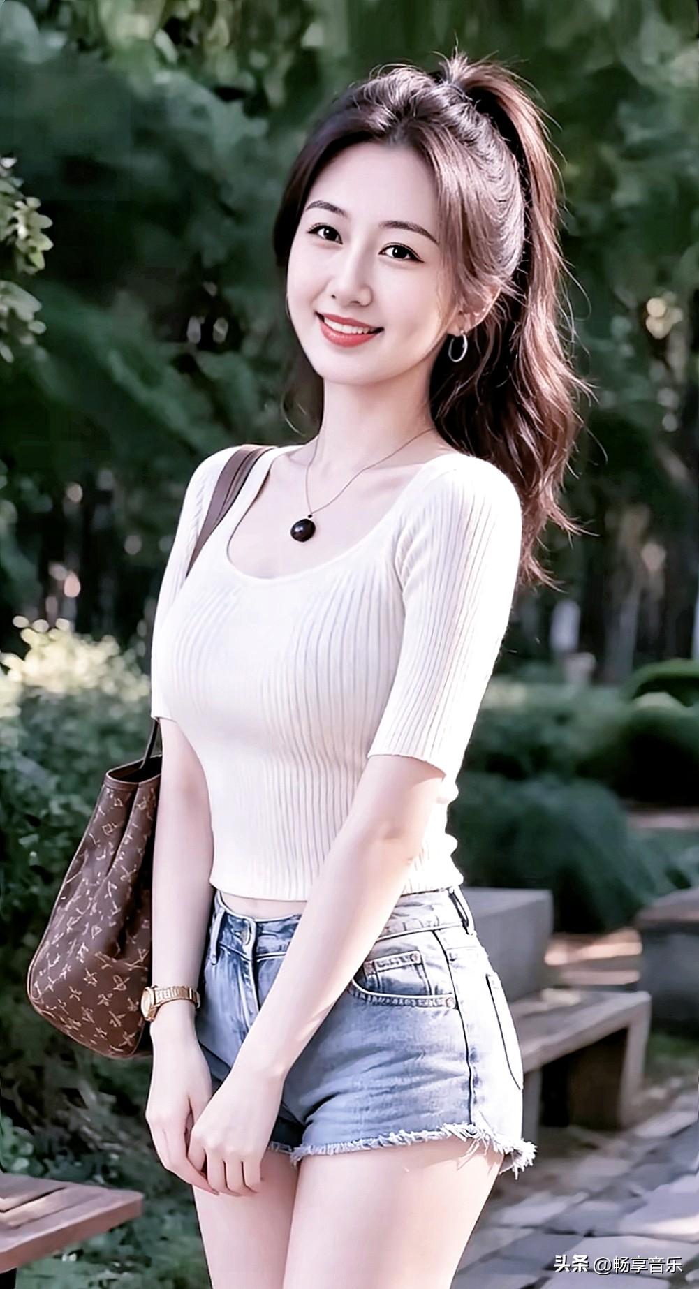 漫步公园小径，一身清爽穿搭，笑容自在又治愈。分享你的随手拍 随手拍张图，分享美好